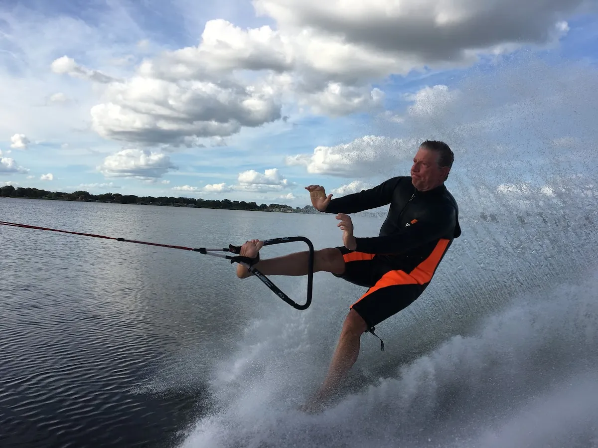 Mark A. Shank waterskiing